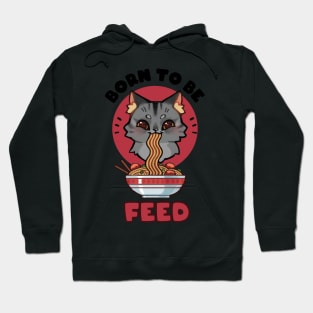 Grey cat eating spaghetti Hoodie